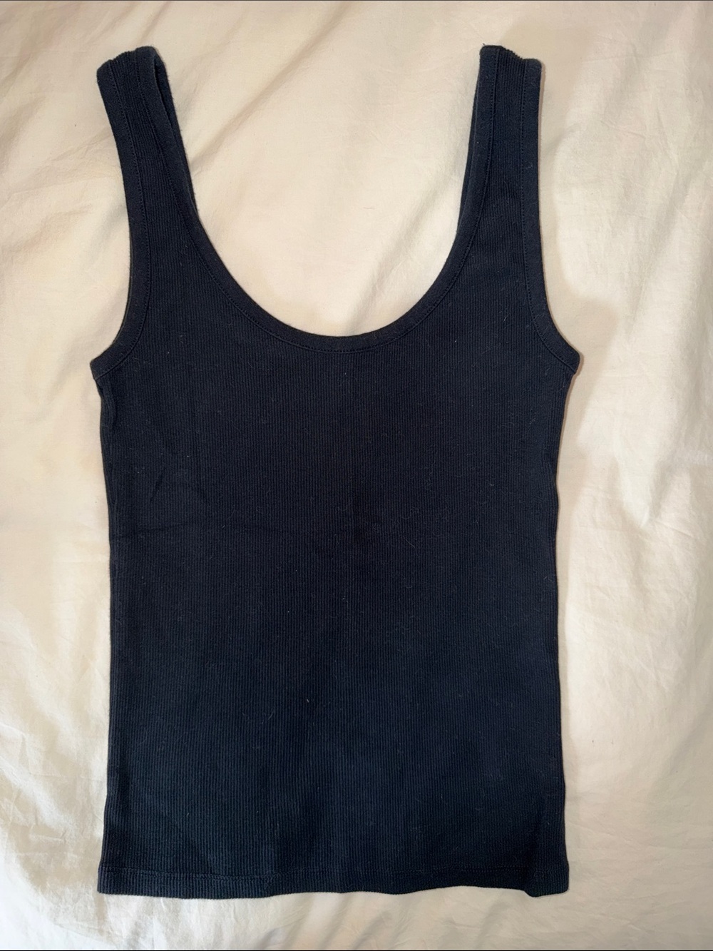 aerie Black Ribbed Scoop Tank Top